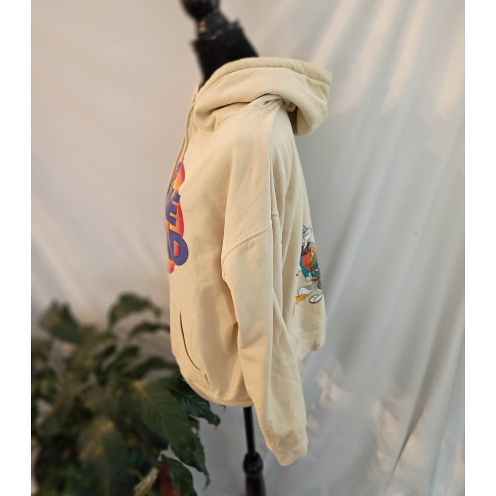 Looney Tunes Space Jam Tune Squad Hoodie Cream Beige Graphic Pullover Mens Small - Picture 2 of 7